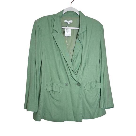 Thakoon Collective Green Oversized Linen Blend Blazer Women’s Size 6 Lightweight - Picture 2 of 9